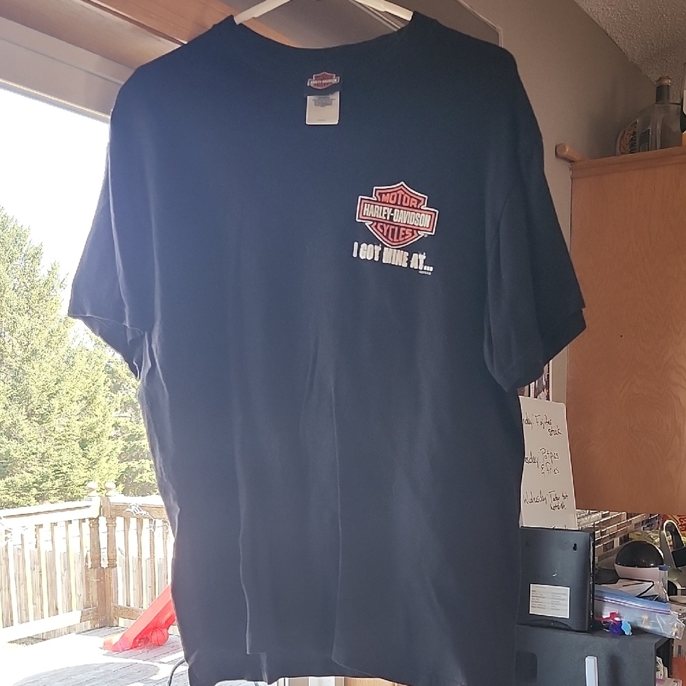 Harley-Davidson Black T-Shirt with Orange & White Bar Shield Logo